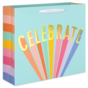 American Greetings Celebrate Teal Everyday Large Horizontal Gift Bag 