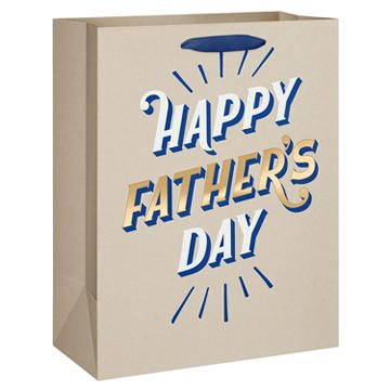 American Greetings Large Beige Father's Day Gift Bag, Happy Father's Day