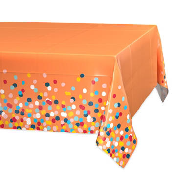 American Greetings Orange with Colorful Confetti Plastic Table Cover