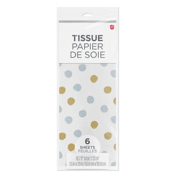 American Greetings Gold & Silver Dots White Tissue Paper Pack, 6 ct