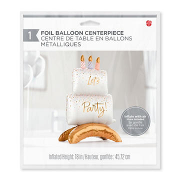 American Greetings Two-Tier Cake Uninflated Foil Balloon with Inflation Straw