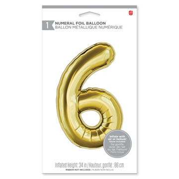 American Greetings Number 6 Large Gold Foil Uninflated Balloon
