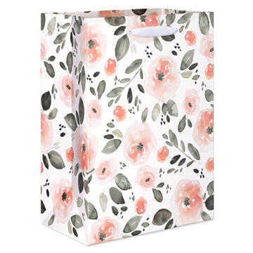 American Greetings Pink Watercolor Florals Large Wedding Gift Bag