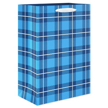 American Greetings Medium Blue Plaid Father's Day Gift Bag