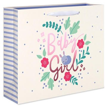 American Greetings Bunny Baby Girl Large Horizontal Gift Bag