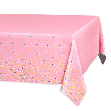 American Greetings Pink with Colorful Sprinkle Plastic Table Cover