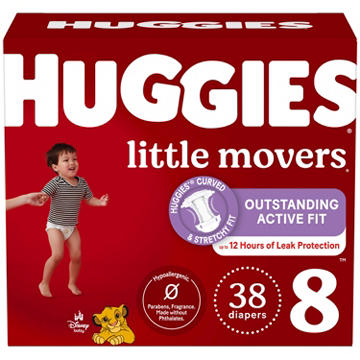 Huggies Little Movers Baby Diapers - Size 8 (46+ lbs)