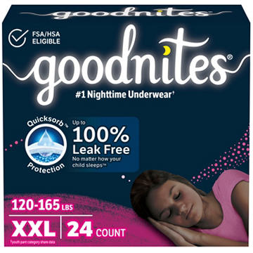 Goodnites Girls' Nighttime Bedwetting Underwear - XXL (120-165 lbs)