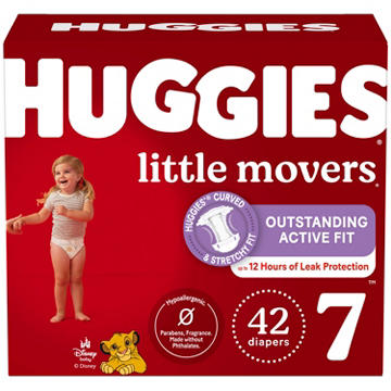 Huggies Little Movers Baby Diapers - Size 7 (41+ lbs)