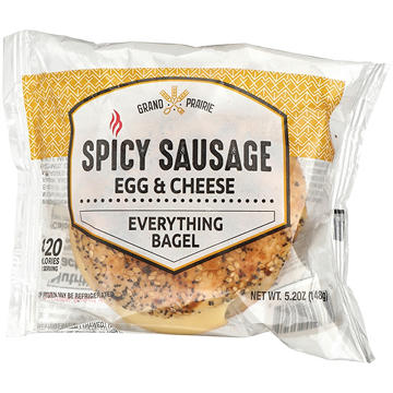 Grand Prairie Bagel Breakfast Sandwich - Spicy Sausage & Egg