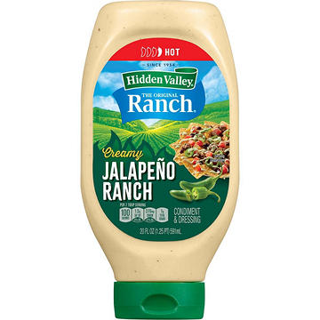 Hidden Valley Creamy Jalapeno Ranch Condiment and Dressing, Easy Squeeze Bottle