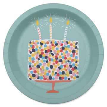 American Greetings Birthday Cake on Green 7" Paper Plates
