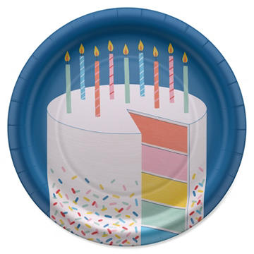 American Greetings Colorful Birthday Cake 9" Birthday Paper Plates