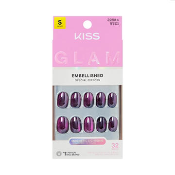 KISS GLAM Embellished Special Effects Nails - Simple Joys (Purple Round Short Nails)