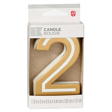 American Greetings Number 2 Gold Birthday Candle