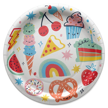 American Greetings Food on White 9" Birthday Paper Plates