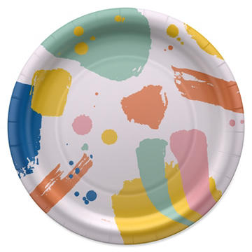 American Greetings Colorful Brush Strokes 9" Paper Plates