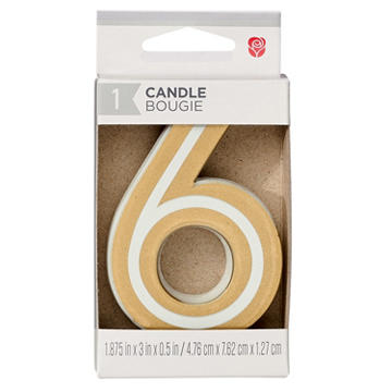 American Greetings Number 6 Gold Birthday Candle