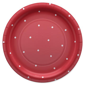 American Greetings Polka Dots on Red 9" Paper Plates
