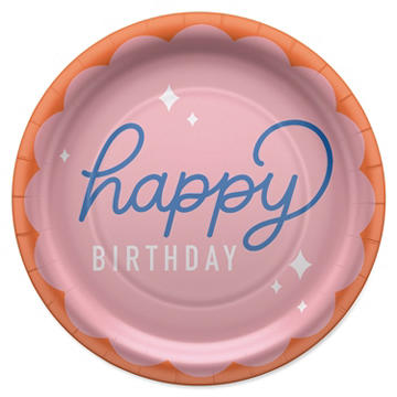 American Greetings Happy Birthday on Pink 9" Paper Plates