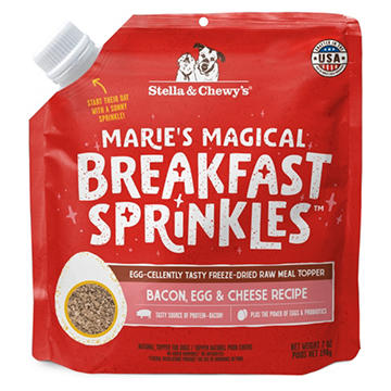 Stella & Chewy's Marie's Magical Breakfast Sprinkles Freeze Dried Raw Dog Food Meal Topper - Bacon, Egg & Cheese Recipe