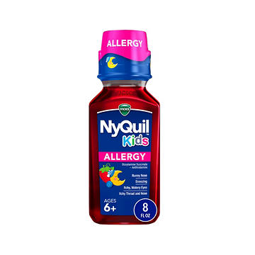 Vicks NyQuil Kids Nighttime Allergy Liquid, Symptom Relief, Berry Flavor