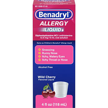 Benadryl Antihistamine Allergy Relief Liquid - Wild Cherry