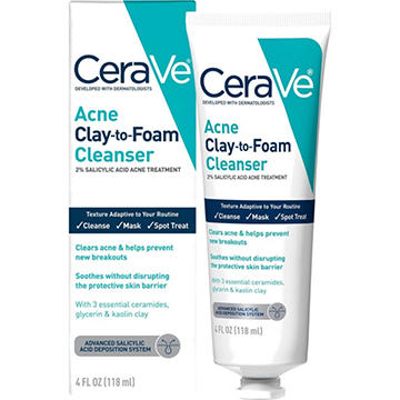 CeraVe Acne Clay to Foam Cleanser with 2% Salicylic Acid