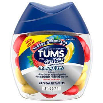 Tums Gas Relief Antacid Chewy Bites - Lemon & Strawberry