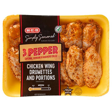 H-E-B Simply Seasoned Chicken Wings - 3 Pepper Hot