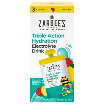 Zarbee's Triple Action Hydration Electrolyte Drink Pouch - Strawberry Lemonade