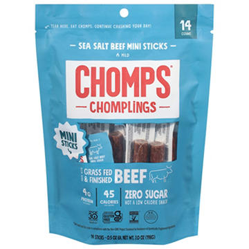 Chomps Chomplings 4g Protein Mini Sea Salt Beef Jerky Meat Sticks