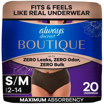 Always Discreet Boutique Maximum Absorbency Incontinence Underwear - S/M, Black