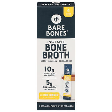 Bare Bones Instant Bone Broth Packets - Lemon Ginger