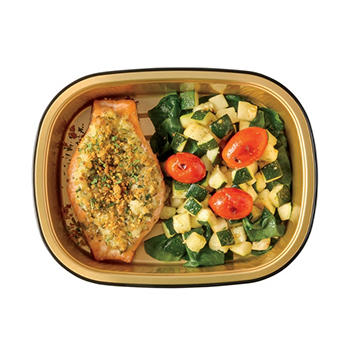 Meal Simple by H-E-B Lemon Piccata Risotto Stuffed Salmon with Zucchini & Tomatoes