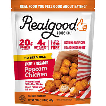 Real Good Foods Co. Frozen Lightly Breaded Popcorn Chicken