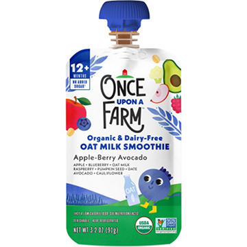 Once Upon a Farm Organic & Dairy Free Oat Milk Smoothie Pouch - Apple Berry Avocado