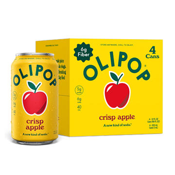 Olipop Crisp Apple Prebiotic Soda Cans, 4 pk