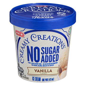 H-E-B Creamy Creations No Sugar Added Vanilla Ice Cream