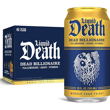 Liquid Death Dead Billionaire Black Tea Lemonade 6 pk Cans