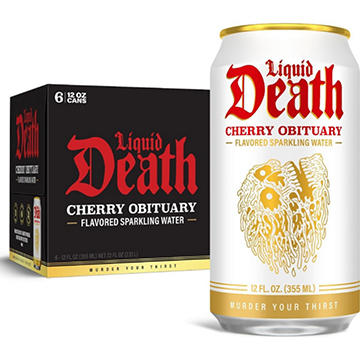 Liquid Death Cherry Obituary Soda-Flavored Sparkling Water 6 pk Cans