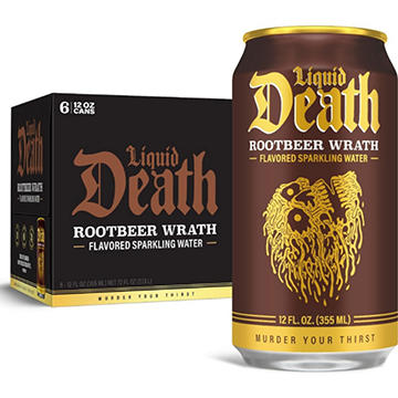 Liquid Death Rootbeer Wrath Soda-Flavored Sparkling Water 6 pk Cans