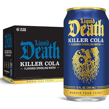 Liquid Death Killer Cola Soda-Flavored Sparkling Water 6 pk Cans