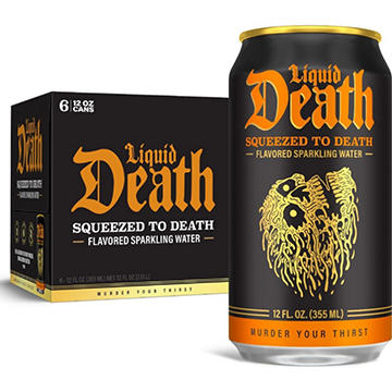 Liquid Death Squeezed To Death Orange Soda-Flavored Sparkling Water 6 pk Cans