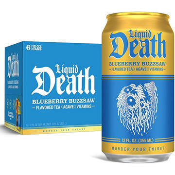 Liquid Death Blueberry Buzzsaw Flavored Black Tea 6 pk Cans