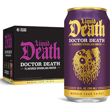 Liquid Death Doctor Death Cherry Cream Spice-Flavored Sparkling Water 6 pk Cans