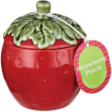 Destination Holiday Strawberry Patch Scented Figural Ceramic Candle with Lid