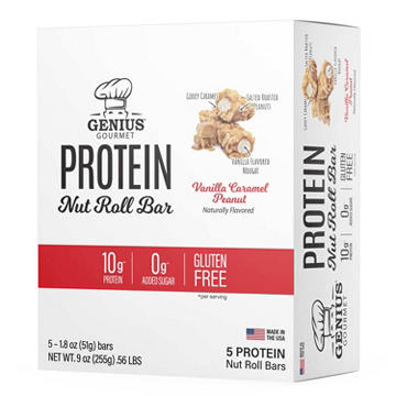 Genius Gourmet Vanilla Caramel Peanut Protein Nut Roll Bars