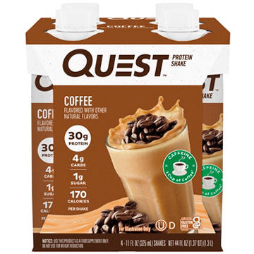 Quest 30g Protein Shakes 4pk - Coffee