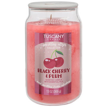 Tuscany Candle Black Cherry & Plum Scented Sparkling Seltzer Collection Candle